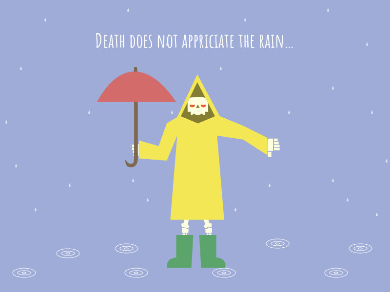 Death to the Rain dislike umbrella skeleton illustration death rain