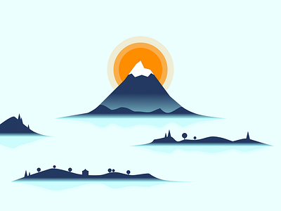 Misty Mountain design illustration islands mountain sketch app snow sun vector