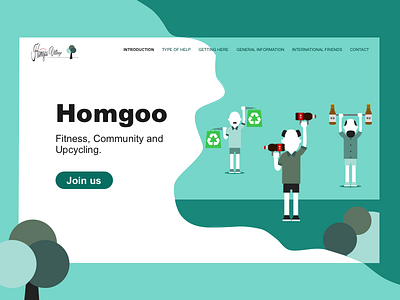 Homgoo Village branding community design fitness logo sketch app upcycling vector