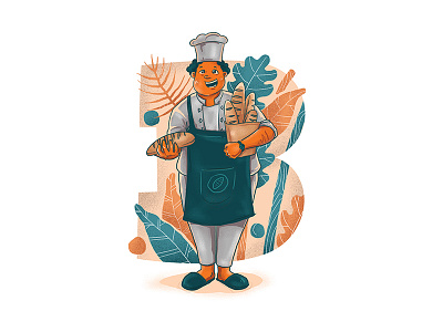 B for Baker arts baker bakery character character design design illustration job