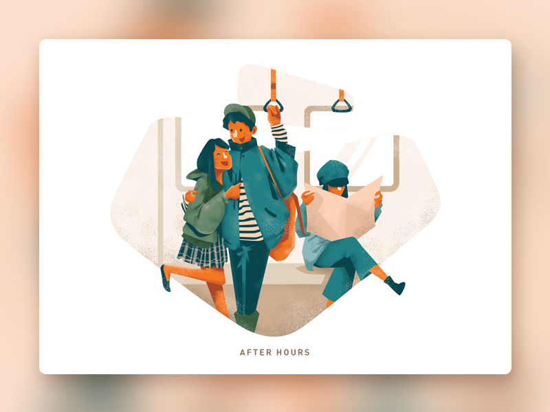 After Hours (2) love scene train couple arts artwork characters after hours illustrations