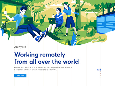 Working remotely character design illustration indonesia landing page remote ui website working remotely