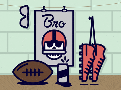 Countdown to Bro Bowl V 2014 ball beer bro football graphic illustration play sport sports vignette