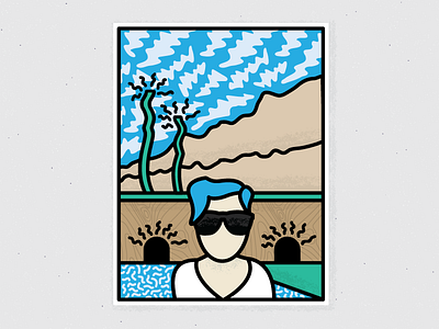 Self Portrait: Palm Springs 90s california color illustration la modern palm springs pattern pool portrait selfie summer