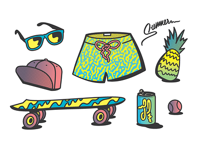 Summer Is Coming baseball beer ftw fun gnarly illustration pineapple sk8 skate summer sunglasses swim