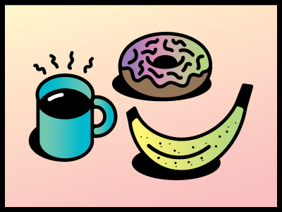 Good Morning Still Life coffee color donut doughnut fruit good gradient illustration morning still life