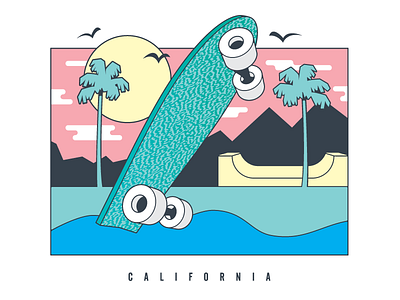 Best Coast beach best coast cali california illustration mountains rad ramp sk8 skate skateboard west coast