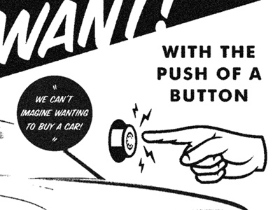 The push button car! automotive car drive poster product startup vehicle