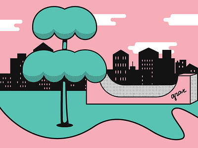 Atlanta atlanta city illustration nature peach pink skate south startup wip