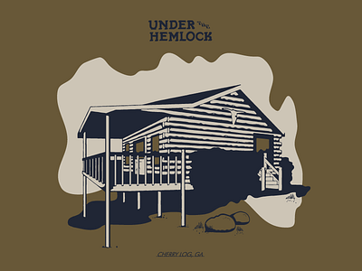 Cabin Under the Hemlock airbnb branding cabin cabin love camp color illustration logo outdoors