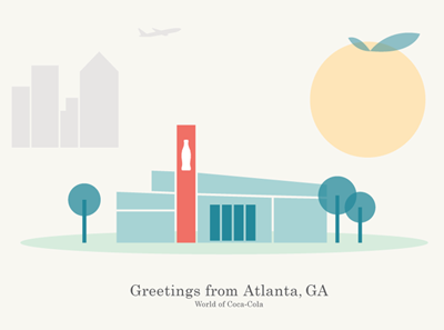 Greetings from ATL atlanta illustration postcard