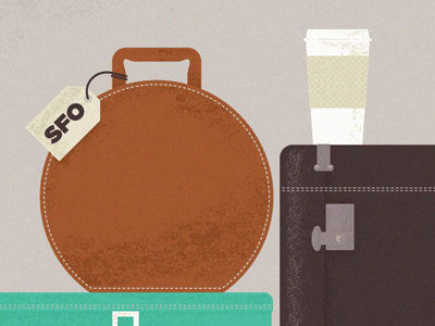 SFO coffee illustration luggage sfo travel