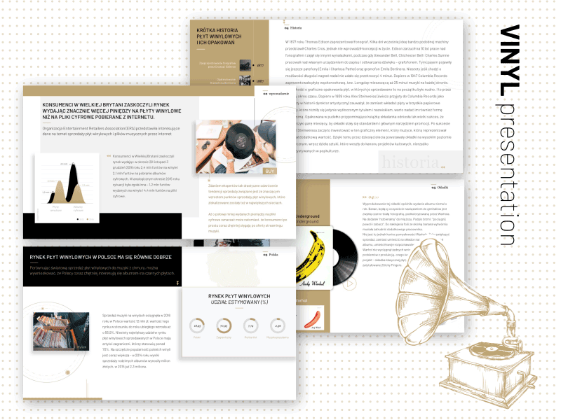 VINYL presentation black brochure gold music pitchdeck powerpoint presentation vinyl