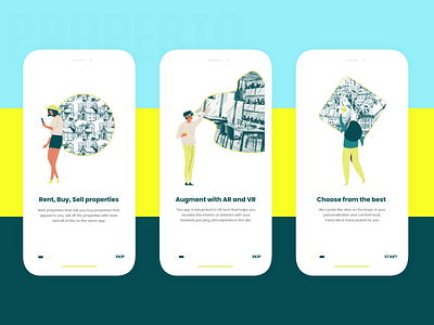 On boarding - Properto app artwork debut design illustraion onboarding pagination ui vr