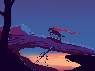 The hooded rider affinitydesigner character color concept creative horse illustration illustration art tree vector vector art