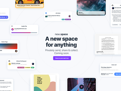 new.space landing page animation card design documents flexibility landing page links new orbit privacy share sharing space ui video web design webpage website