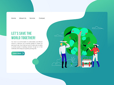 Ecology NGO Landing Page creative environment gradient home illustration isometric landing page social web page