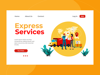 Express Services adobe app art branding business company creative design flat icon identity illustration illustrator landing page minimal ui ux web website