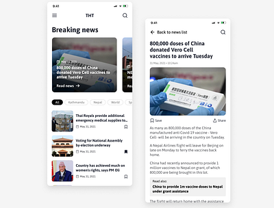 News Application UI app clean design minimal news app ui