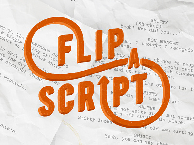 Flip-A-Script Podcast Cover Art arrow cover art paper podcast podcast art script texture type design typography