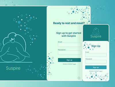 Suspire [Static] - Sign Up - 001 001 design desktop meditation mobile tablet ui ux