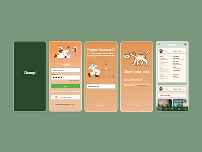 Chomp! Returning User app branding concept design health mobile pet tracker ui ux