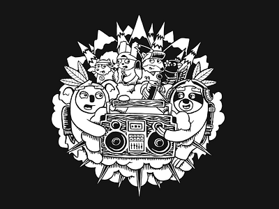 Boombox Forest Rave // T-shirt Design