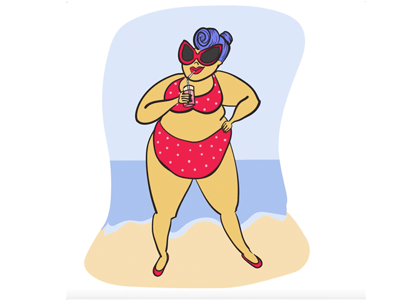 All Bodies are Beach Bodies animation animation 2d beach beach body body positive bopo fat fat activism fat positive hand drawn animation plus size