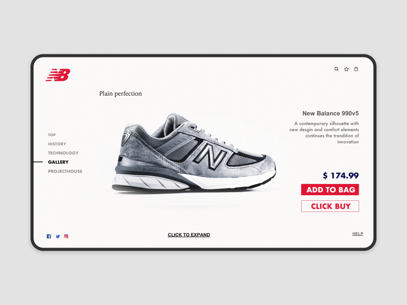 New Balance 990 Web Design