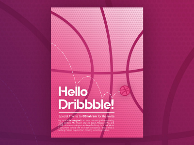 Hello Dribbble Poster dribbble gradient graphic hello modern new new account new user poster thanks welcome