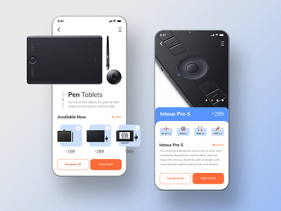 Wacom Store Redesign app blue drawing tablet intous pro ios mobile orange pen store stylus ui user interface design ux wacom website