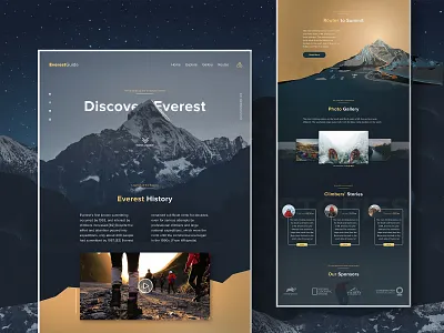 Mount Everest Landing Page Designed climber climbing everest guide mountain national geopgraphic nature peak route summit ui user interface ux web design website