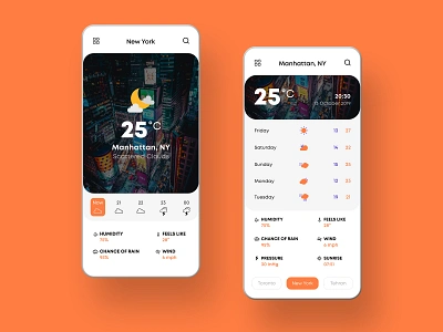 Weather App app manhattan new york percipitation product rain ui ux weather