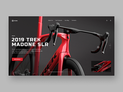 Bike Store - website concept 3d bicycle bicycle shop bicycle store bicycles bike dark design landing logo minimal red red and white shop store typography ui ux web website
