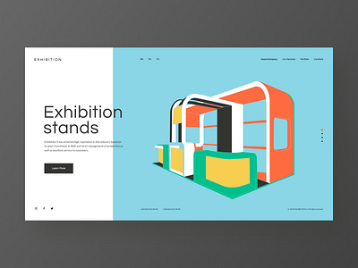 Exhibition s - concept redesign website blue design exhibition illustration landing minimal stand typography ui ux vector web website