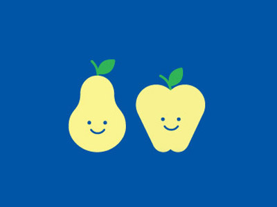 Happy fruits apple happy fruits illustration pear
