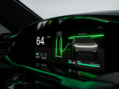 Cybertruck Charging Cluster 3d auto automotive blender car cars cgi charging cluster cybertruck dashboard design tesla teslacybertruck truck ui ux