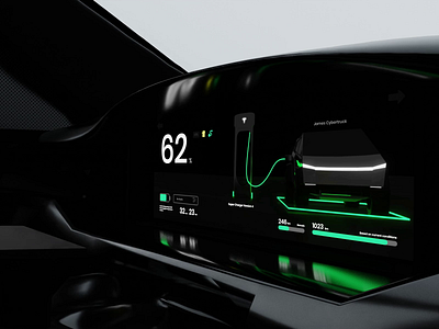 Tesla Charging Animation 3d animation automotive branding cars cgi charging cluster cybertruck design electric electriccars gauges green instrument tesla ui ux vfx