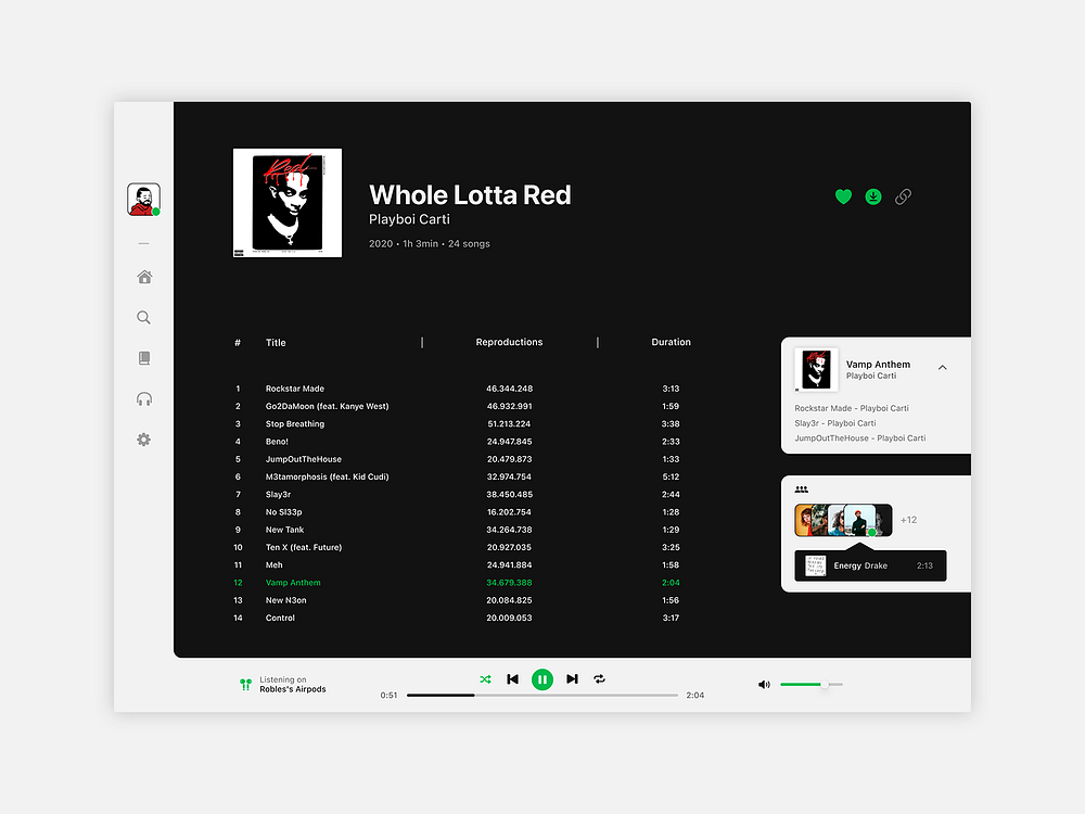 Spotify Redesign Music player by Robles Montanari on Dribbble