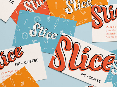 "Slice" Cafe Business Cards branding business cards cafe coffee lettering pattern pie typography
