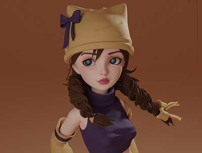 Girl with the cat hat 3d 3d art blender character character design