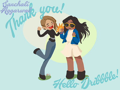 Thank you! character design dribbble illustration invitation painting sanchali aggarwal thank you