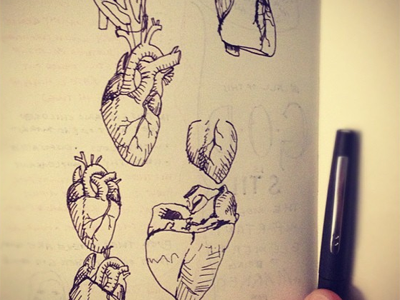 Hearts heart moleskine pen sketch