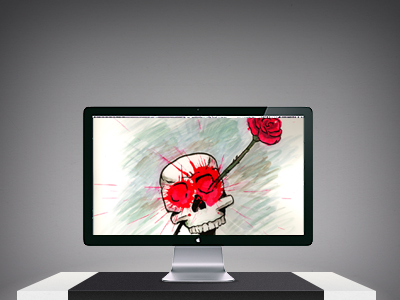 Wallpaper rose skull splash