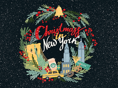 Christmas in New York christmas empire state empire state building golden gate golden gate bridge graphic graphicart illustration madison new year new york new york city procreate procreateapp starbucks