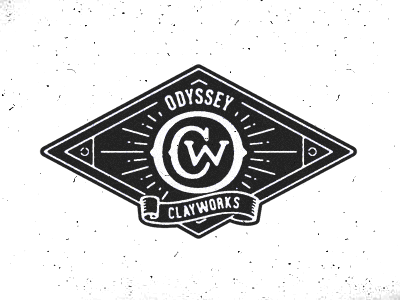 Odyssey Clayworks Logo badge black and white ceramics lettering logo pottery typography