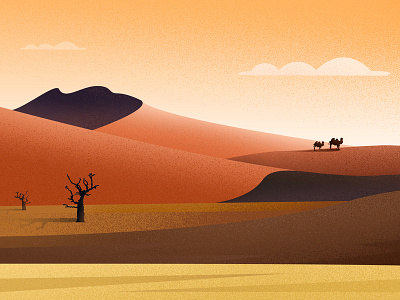 Desert Illustration camel dead wood desert