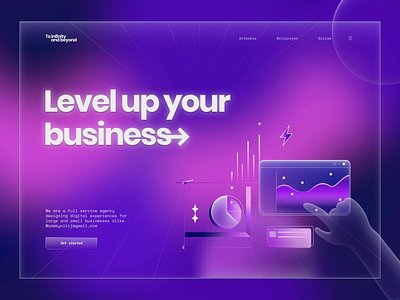 Business landing page animation branding business clean design flat gradient illustration logo typography ui ux vector website