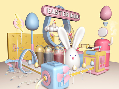 Easter Eggs Factory 3d concept design