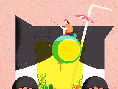 Lemon animal cat colors design drinks fishing food fruit girl illustration marine life plant woman